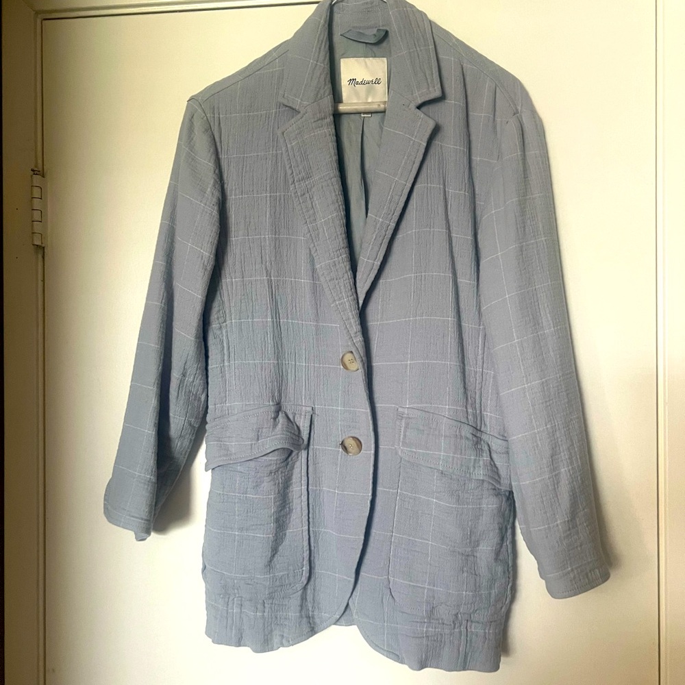 Madewell Women's Size XS Blue The Larsen Blazer One Button Oversized Jacket